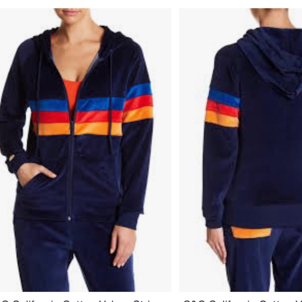 Blue velour jogger two piece set